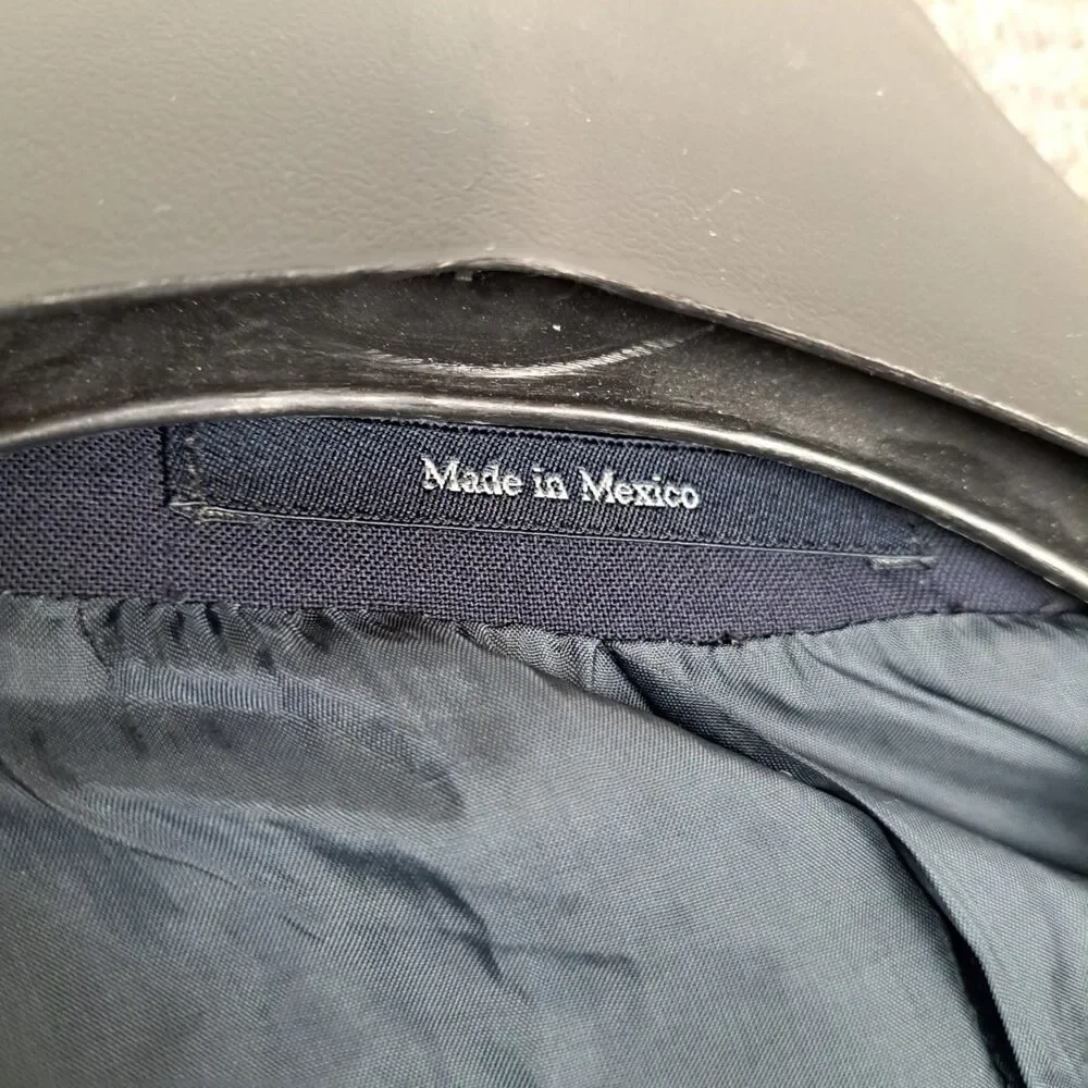 Ermenegildo Zegna Men's Blazer Sport‎ Coat Natural Comfort 44L Wool Navy Blue